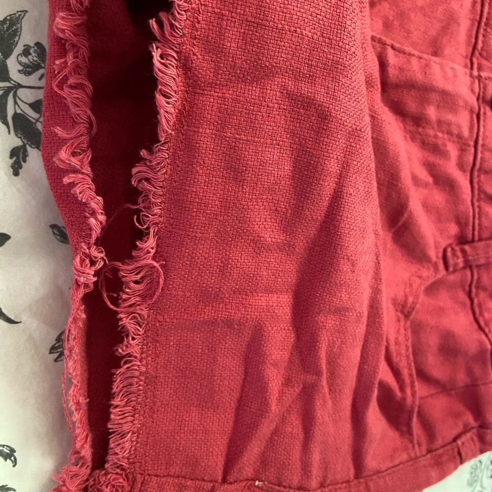 Red Linen Shorts - Picture 3 of 5